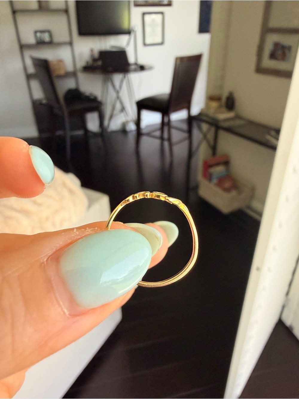 14k Delicate Gold 'Love' Script Ring - Picture 6 of 6